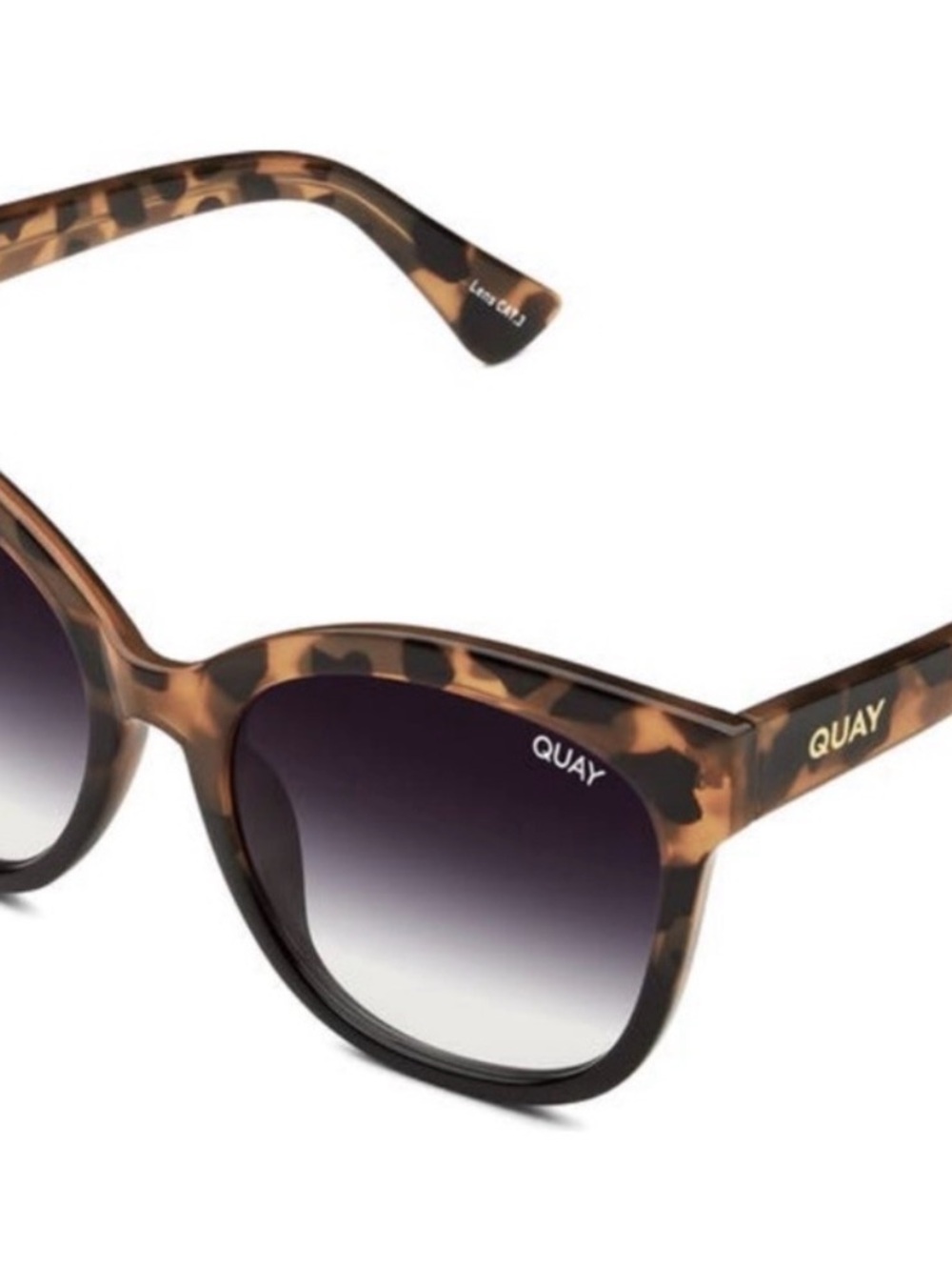 Quay Australia Tortoiseshell Cat-Eye Sunglasses with Brown Gradient Lenses - Picture 3 of 9